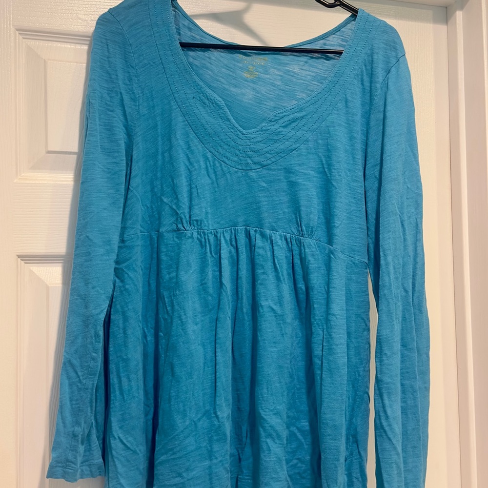 Sonoma Blue Smocked Long Sleeve Blouse